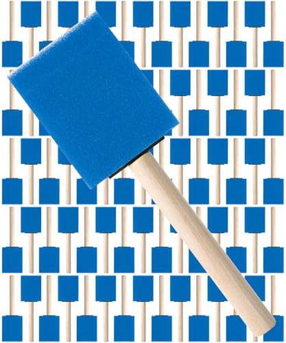 Image of Bates- Foam Paint Brushes, 2 Inch, 75 Pack, Blue Foam Brushes for Painting with Lightweight Wooden Handles