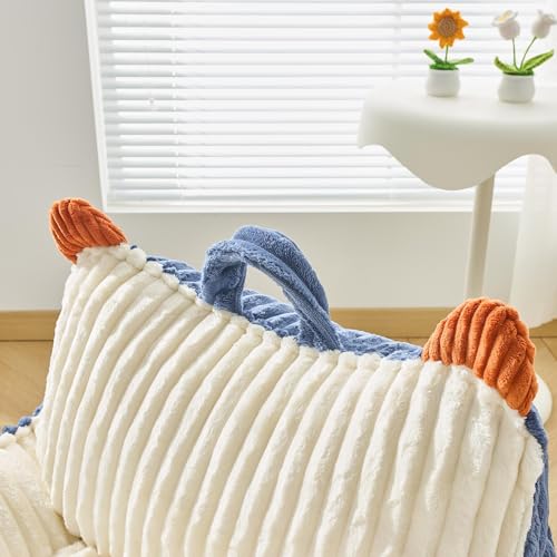 Image of Kisoy Bean Bag Chair, Bean Bag Sofa with Memory Foam Filler for Boys and Girls Soft Faux Fur Fabric Floor Chair for Gaming, Reading Relaxing,Blue