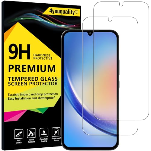 4youquality Screen Protector for Samsung Galaxy A34 5G 9H Tempered Glass Film 2-Pack [LifetimeSupport][Impact-Resistant][Anti-Scratch]