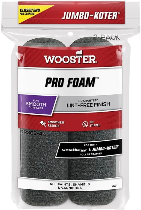 12 Pack of 4-1/2″ Wooster Brush Company RR308 Jumbo-Koter Pro Foam Mini-Roller Cover, 2-Pack