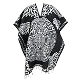 Ethnic Identity Mexican Poncho Aztec Calendar for Men and Women | Reversible Cobija Blanket for...