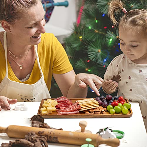 WLWNWFT Wooden Serving Platter Tray Set of 3 14.17x5.5in, Acacia Wood Serving Tray Boards Dessert Platter for Housewarming Serving Food Entertaining Party Kitchen Counter - Image 3