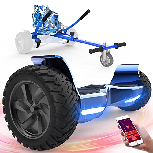 Migliori Hoverboard Economici 100 euro FUNDOT Hoverboards con sedile,hoverboards per tutti i terreni con hoverkart,hoverboards da 8,5 pollici per go kart, hoverboards fuoristrada con altoparlante Bluetooth,APP, LED