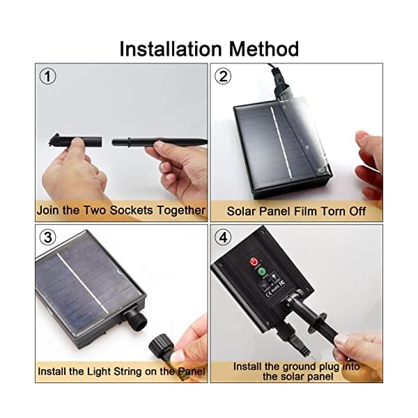 JIMACRO Solar LED String Lichter, 32pcsx0.8M 256 LED Lichtvorhang Weihnachtsbeleuchtung Außen, 7M Wasserdichte Lichterketten, 8 Modi LED Wasserdichte Lichterkette Außen für die Wandtraufe Dekoration – Bild 7