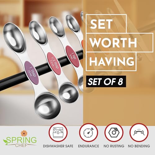 Image of Spring Chef Stainless Steel 8 Magnetic Measuring Spoons Set, Desert Sunset