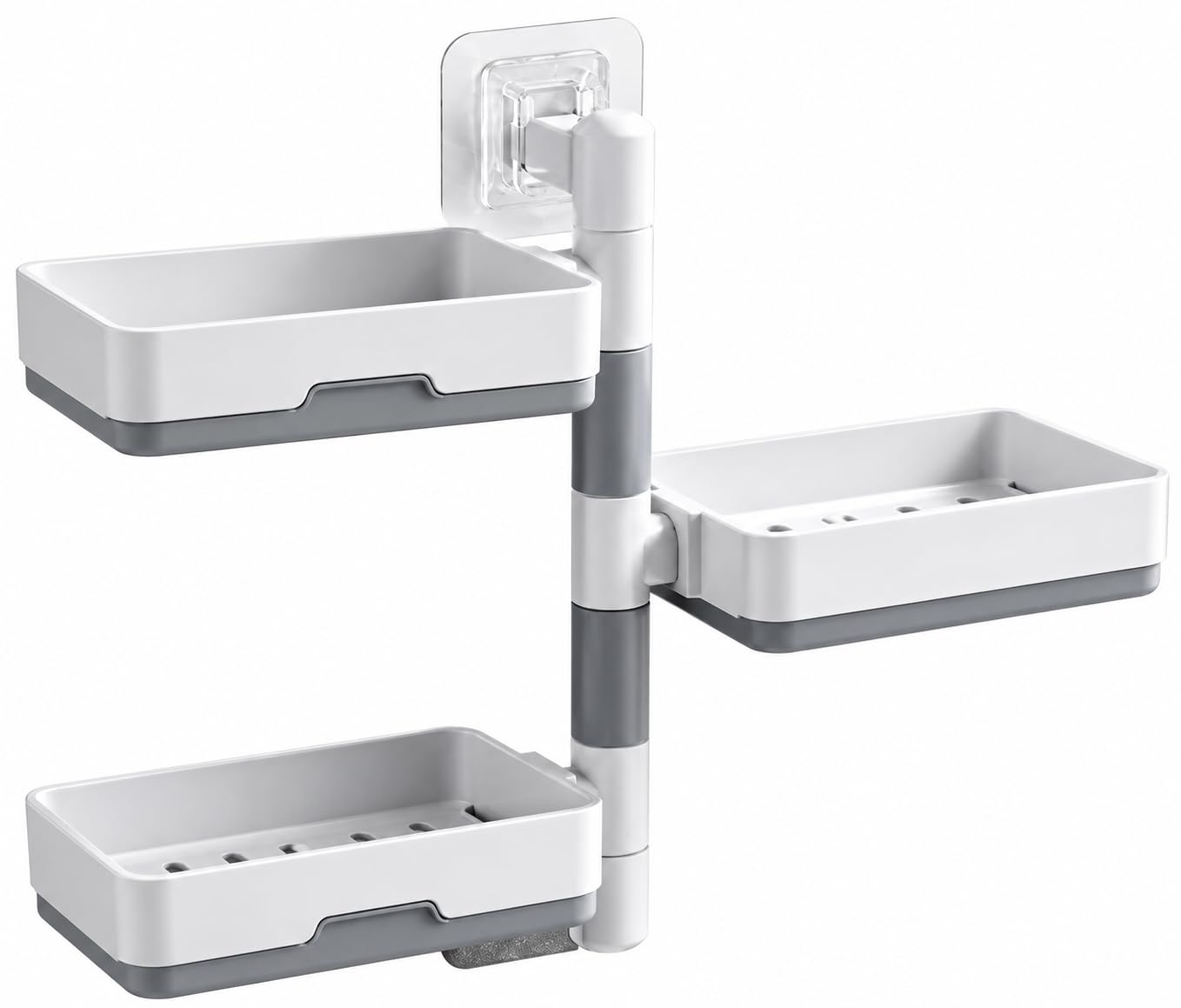Zollyss Super Powerful Self-Adhesive 3 Layer Soap Dish Holder For Bathroom Shower And Kitchen Wall Mounted Rotatable Soap Holder Saver Box Storage(Metal;Acrylic;Stone, Off-White)