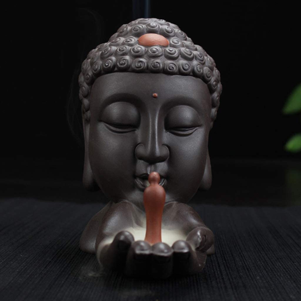 Fuentes de Incienso,Yoga Quemador De Incienso Reflujo, Decoración Creativa para El Hogar, Soporte Buda Cerámica, Incensario Budista para Uso En La Sala Estar Oficina Zen
