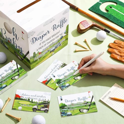 Image of Teling 51 Pieces Diaper Raffle Tickets with Card Box,Golf Style