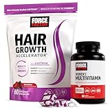 Force Factor Hair Growth Accelerator Soft Chews, Lustriva & Biotin to Promote Thicker, Stronger, Fuller Hair, Hair Growth Vitamins for Women, Clinically Studied + Women's Multivitamin with Iron, 60ct
