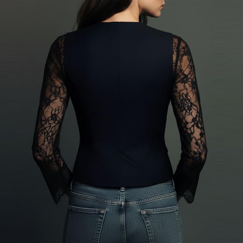 Women's Floral Lace Blazer Jacket Fashionable and Sexy Women's Top Casual Versatile Work Office Elegant Vest