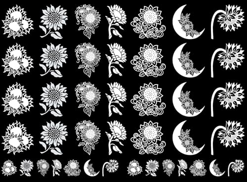 Sunflowers 42 pcs White Fused Glass Decals