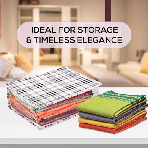 Image of Kuber Industries Saree Cover | Clothes Storage Bag | Storage Organizer Bag | Zip Closure Saree Cover | Side Transparent Wardrobe Organizer | Check-Design | 6 Inch | Cream