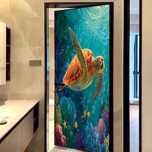 Vinilo decorativo para ventana con tortuga marina 21.6x35.4 in miniatura 4
