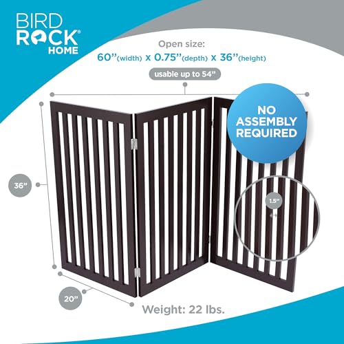 INTERNET'S BEST Dog Gate Indoor Freestanding Pet Barrier, Folding Wood Dog Fence, Extra Wide Doorway Puppy Gate, Indoor Animal Privacy Panel, Wooden Cat Fence - 3 Panel - 36", Espresso by Internet's Best - Used condition - Image 2