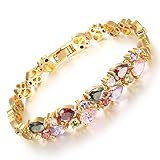 ♣ fabricado con incrustaciones de circonitas cúbicas y o, chapado en oro, chapado en platino Shining tenis pulsera. adecuado para cualquier ocasión: boda fiesta de compromiso.