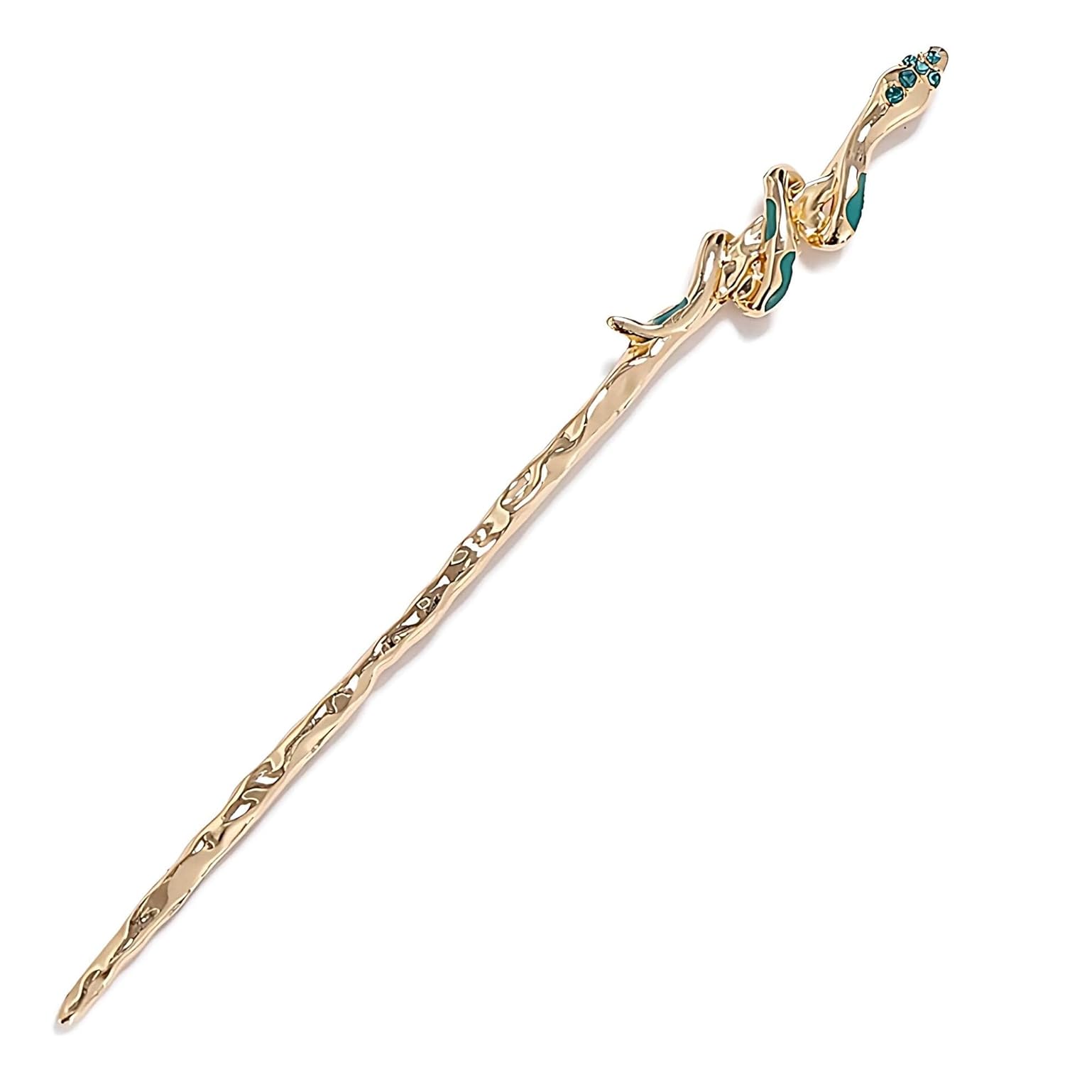 Via Mazzini Gold Plated ‘Viper’s Twist’ Snake Charm Hair Juda Bun Stick Pin for Women and Girls (HA062) 1 Pc