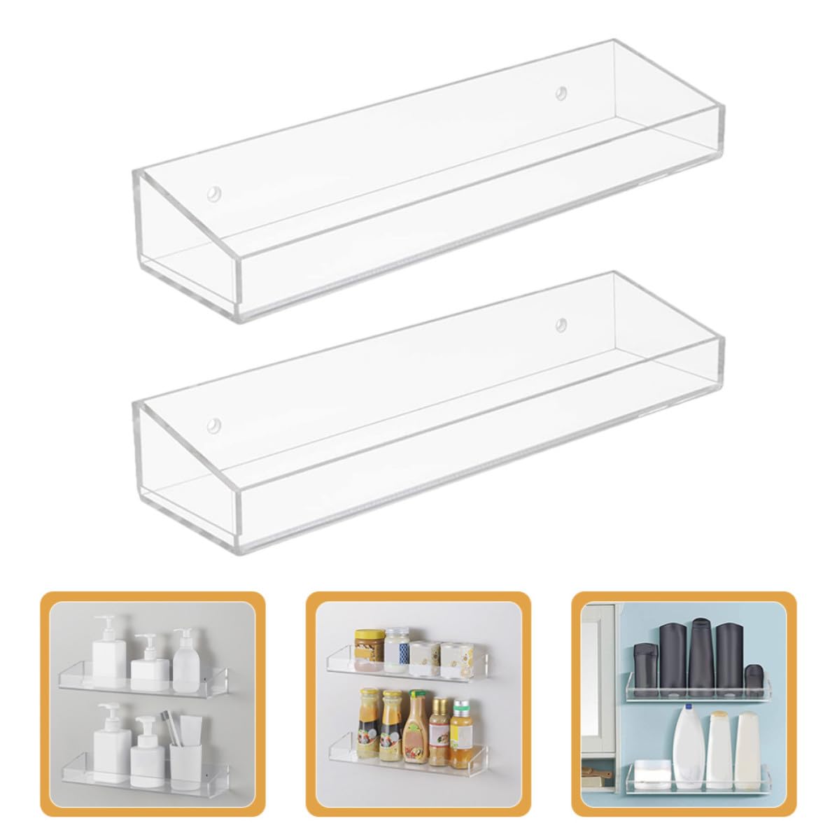 Estante de Acrílico Transparente de Pared para Baño y Cocina