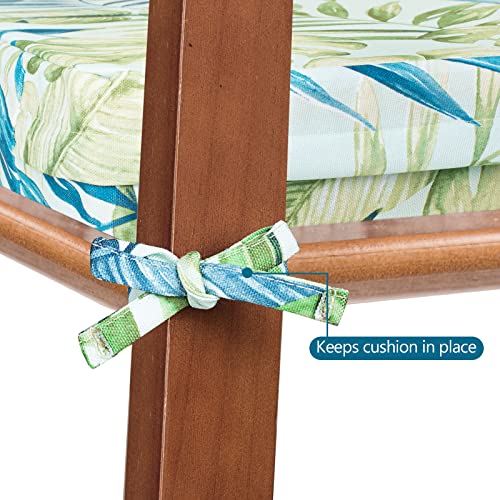 Sunlit Outdoor Cushion Covers, Replacement Cover Only, 4 Pack Water-Repellent Patio Chair Seat Slipcovers With Zipper And Tie, 24" X 24" X 4", Tropical Leaf, Green #TOP2