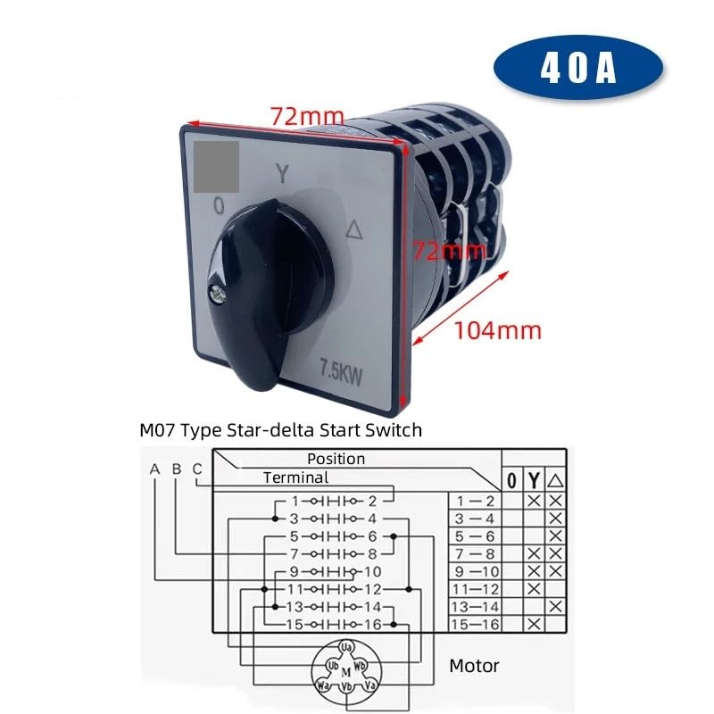 Démarreur électronique à cames rotatives étoile-Triangle à Double Vitesse, Commutation Haute et Basse, Transfert 40 A HZ5-40/7,5 KW M07