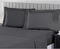 Jogo de Cama Casal 400 Fios Percal 04 Peças Com Lençol de Cima e Aba Americana, Antiácaro, Anti-pilling com Toque Macio - Chumbo, Casal