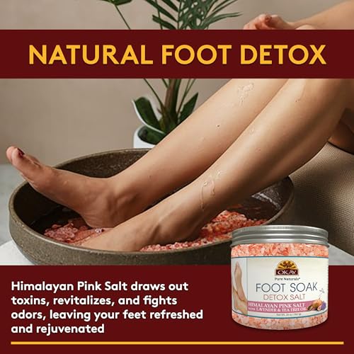 Okay Himalayan Pink Salt Foot Soak With & Tea Tree Oil, lavender, 20 Ounce