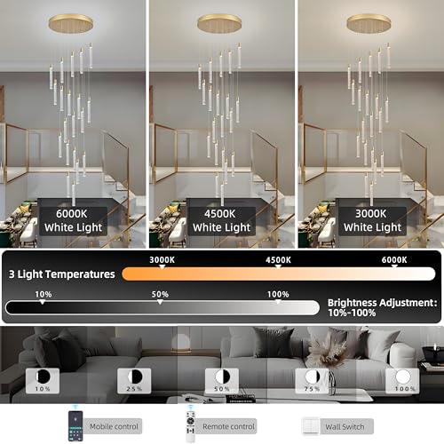 Image of 20-Lights Bubble Crystal Chandelier for Entryway High Ceiling,Gold