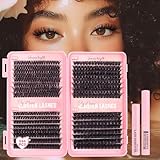 Parriparri Wimpern Extensions Set 544 Stück Individuelle Cluster Lash Extensions 60D/100D/120D/150D mit Wimpernkleber & Entferner für Dramatischen Look, DIY zu Hause