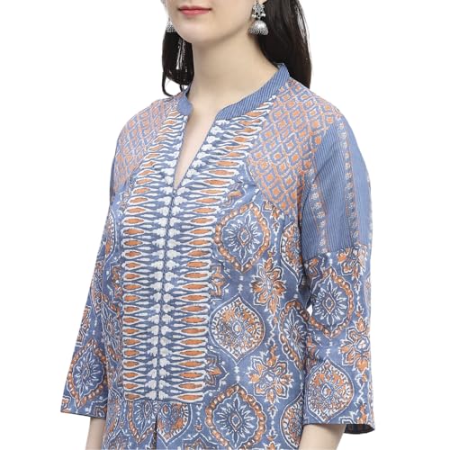 Image of BIBA Women Cotton Printed A-Line Suit Set