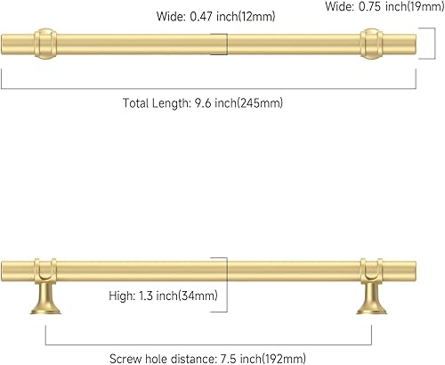 Miniatura 2 de Asidrama Paquete de 10 manijas de gabinete de cocina color negro mate de 7.5 pulgadas (7.559 in), tiradores de gabinete de cocina, manijas de cajón,