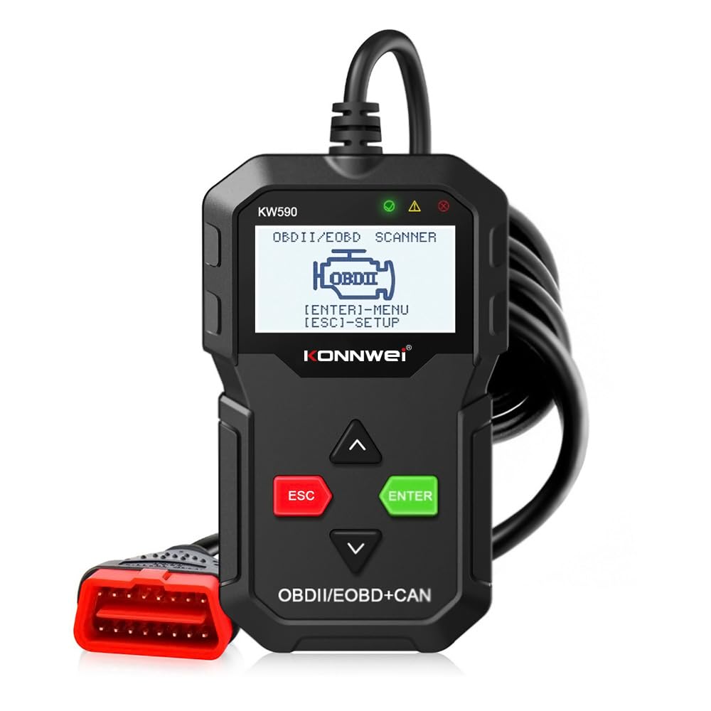 KONNWEI KW590 OBD2 Diagnosegerät Tool,Batterietester,Fehlerauslesegerät mit Alle OBDII Funktionen, Motor Fehlercodeleser, OBD2 Scanner Codeleser Diagnose, obd2 diagnosegerät für Universal KFZ