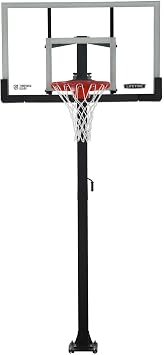 LIFETIME Products Crank Adjust In Ground Basketball Tempered Glass Backboard