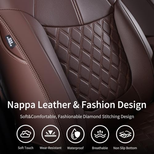 Image of Huidasource Custom Fit RAV4 (Gas Only) Front Seat Covers, Coffee Waterproof Faux Leather Full-Coverage for 2019-2024 Toyota RAV4 LE /XLE & XLE Premium /Limited (Does Not Fit Adventure and TRD Off-Road)