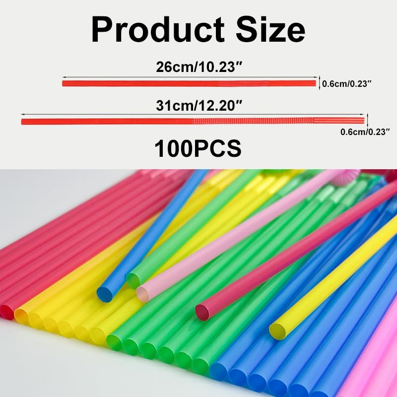 100 pitillos plásticos flexibles de 32.5 cm miniatura 2