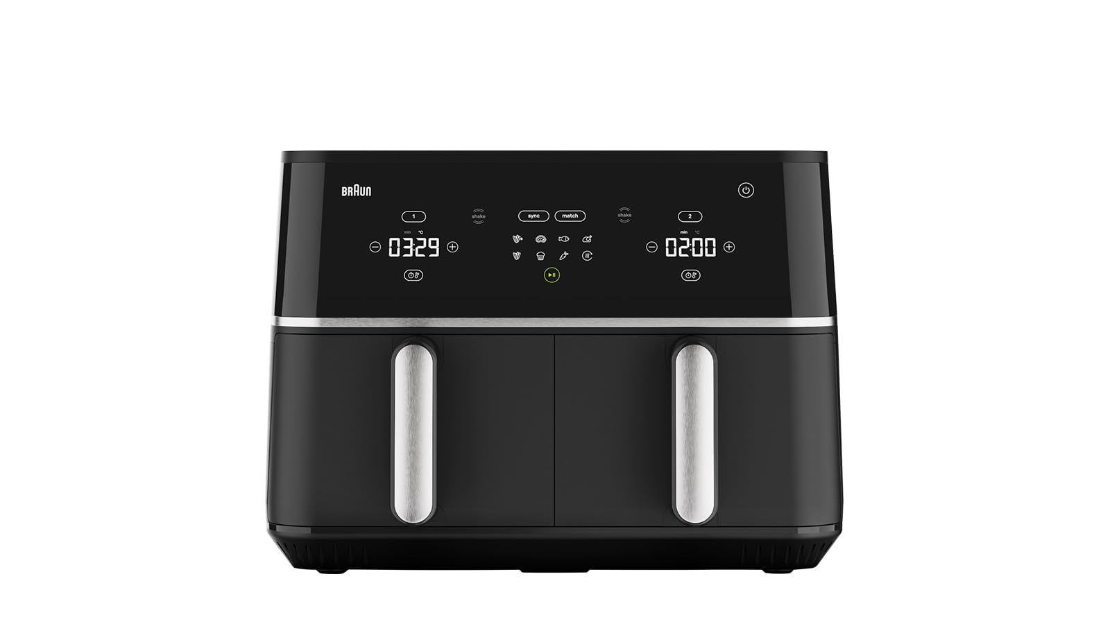 Braun TwinCook 5 TD5030IBK, Heißluftfritteuse mit 10L Fassungsvermögen, 80-200°, PFAS-freie Keramikbeschichtung, RealAir Technology, 8 Programme, Touch Control, spülmaschinenfest, 2400W, Schwarz