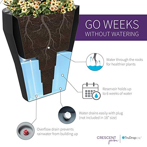 Crescent Garden Rim Trudrop Planter, Self-Watering Plant Pot, 18-Inch (Weathered Terracotta) #TOP3