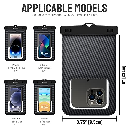 Seawisp Universal Waterproof Phone Pouch [Floating Sponge Design] Large Xl Size Ip68 Cellphone Case Dry Bag With Lanyard For Iphone 14 13 12 11 Pro Max Xr Xs X 8 7 Plus, For Phone Up To 7'', Black #TOP2