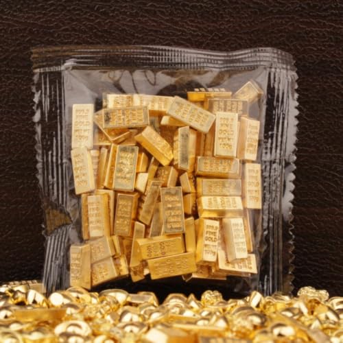 100PCS Plastic Gold Attract Wealth Luck Charms Mini Dollars Ingots Gold Melon