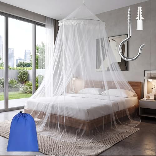Dexpally Mosquitera Para Cama De 60 X 250 X 1100cm Dosel Para Cama Matrimonio, Viajes, Cama Doble, Individual, Cuna O Cama Infantil Blanco