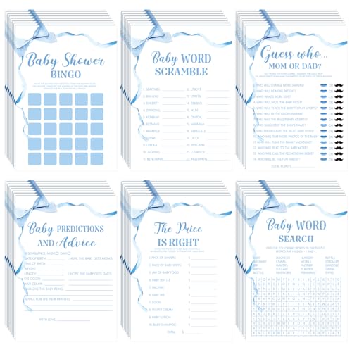 Cartes de prédictions et conseils baby shower avec jeux de bingo assortis