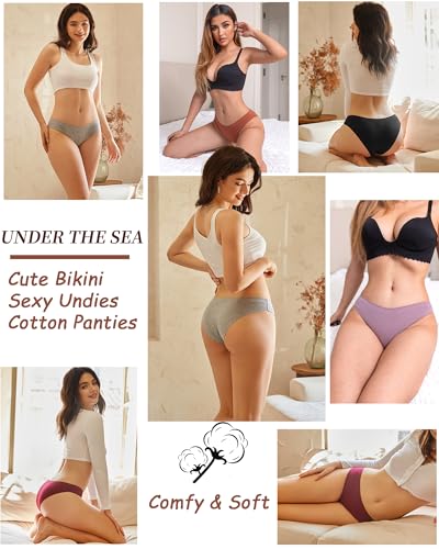 Image of UNDER THE SEA Cotton Underwear for Women 6 Pack Sexy Bikini High Cut Breathbale Cheeky Panties Underwear Womens Lingerie