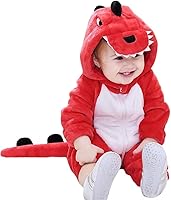 Vista 2 de Disfraz de bebé de Halloween para niños pequeños, rómper, mameluco para niños o niñas, ropa de animales, de 2 a 36 meses Dinosaurio rojo