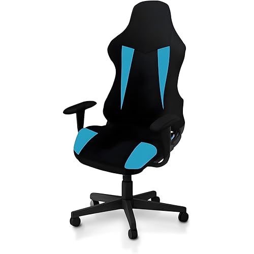 Gaming Chair Covers Only,Stretchable Soft Thick Breathable Mesh Scratch Resistant Gaming Chair Seat Cover with 2Pcs Armrest Slipcovers(Black-Blue,Style 2)