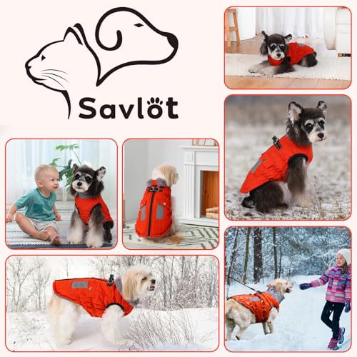 Savlot Hundejacke mit Kabelbaum wasserem Hund Wintermantel für kleine mittelgroße Hunde Hundemantel für Labrador Chihuahua Französische Bulldogge Hundejacke mit reflektierender Tasche M