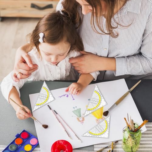 10 Stück Geometrie Dreieck, Geodreieck aus Kunststoff, Transparent Geodreieck Set, Zeichendreieck Winkelmesser, Geometriedreieck zum Kreise Zeichnen für Studenten Büro Designer Malerei