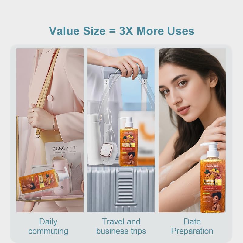 Turmeric Orange Vitamin C Body Wash with Cocoa Seed Exfoliant, Mattifying Scrub for Uneven Skin Texture, Body-Only Daily Use, 16.9 fl oz - Image 6