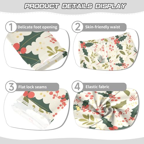 Christmas Holly Berries Kids Baby Girls Active Leggings Casual High Waisted Activewear Gym3