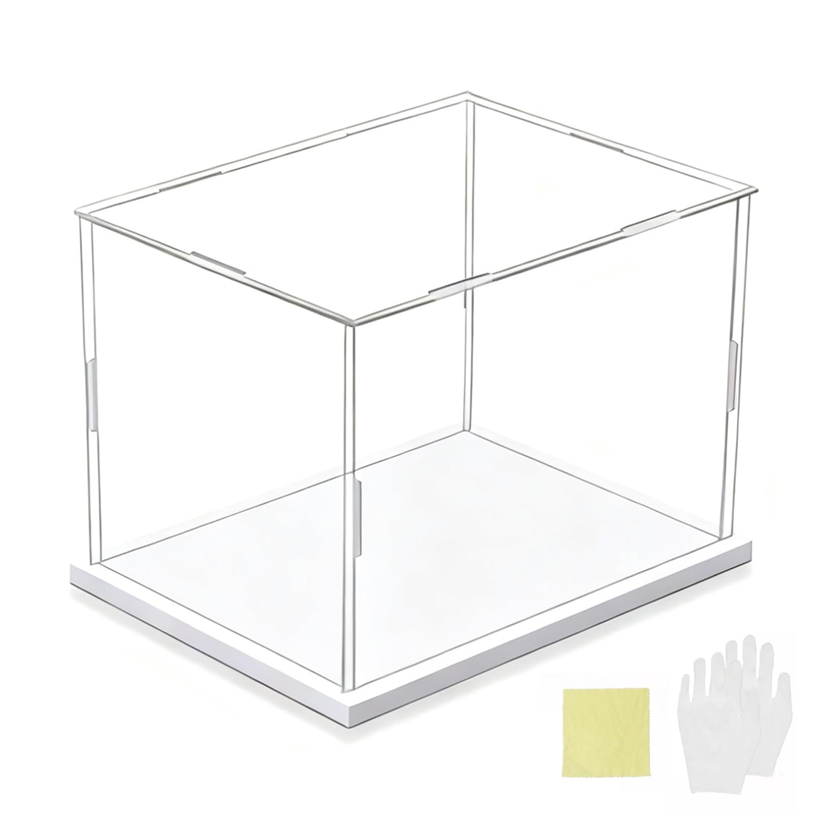Acrylic Display Box, Acrylic Display Box For Collectibles White And Black Base Multiple Sizes(White Base,10x10x10cm)