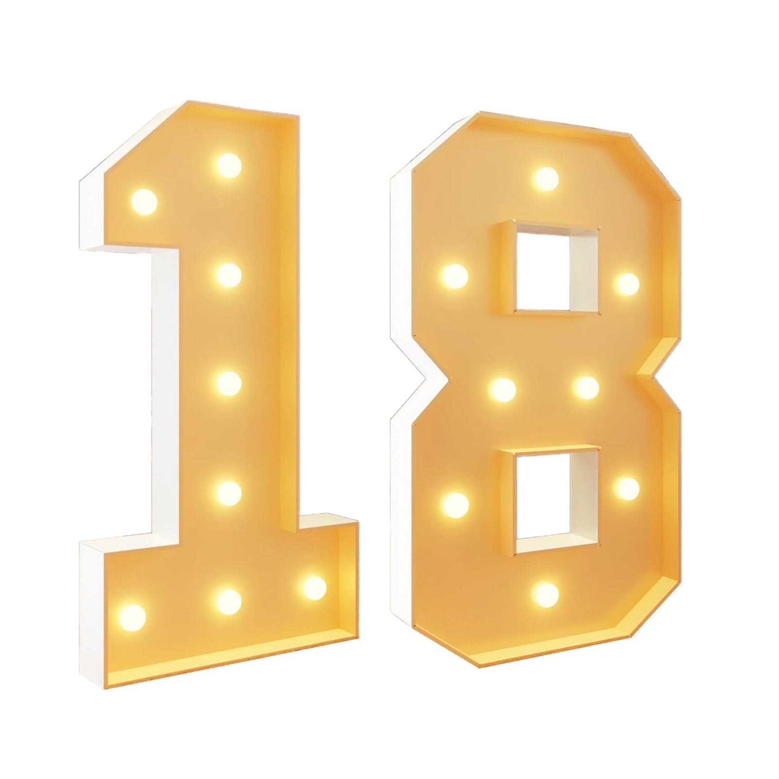 Números de marquesina con luz LED grande for decoración de fiesta de cumpleaños, marco de mosaico gigante, kit de bricolaje alfanumérico, cumpleaños, aniversario, decoración de fiesta(Color:Number 18,
