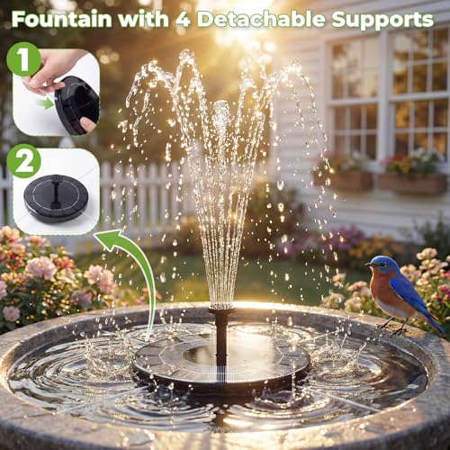 AISITIN Solar Fountain Pump 2.5W with Four supports & 6 Nozzles