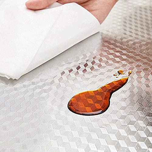 Image of NAREVAL Wallpaper for Foil Kitchen Stickers Waterproof Self Adhesive Wallpaper, Wall Stickers Vinyl self Adhesive, Peel and Stick DIY Wallpaper (Silver Hexa K10 60 * 200 Cm) (Pack of 8)